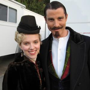 Chris Cleveland with Scarlett Johansson on the set of 