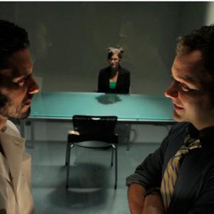 Cook (Milo Ventimiglia) and Nick (Wilson Cleveland) prepare to interrogate Alina (Rachel Risen) on 'The Temp Life.'