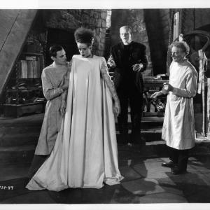 Still of Elsa Lanchester, Colin Clive and Ernest Thesiger in Bride of Frankenstein (1935)