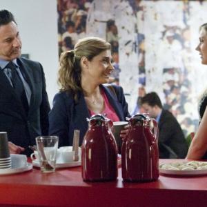 Still of Scott Cohen Callie Thorne and Lee Staples in Necessary Roughness 2011