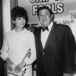 Buddy Hackett and his wife Sherry Cohen At the Ship of Fools Premiere