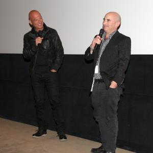 Vic Cohen with Howie Mandel, talking after the world premiere of the documentary film that Howie made about Vic's life (