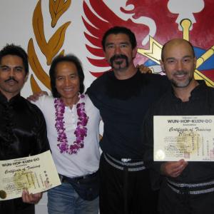 Sifu Eric Lee, Manuel Sanchez, Peter Charros and Art Camacho (3rd degree Promotion in Wun Hop Kuen Do)