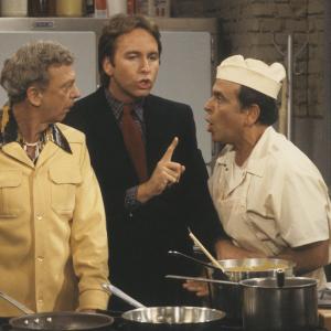 Still of John Ritter, Gino Conforti and Don Knotts in Three's Company (1977)