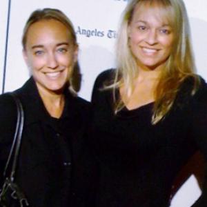 Christine Conradt right with sister Jennifer James on the red carpet of Hotel California