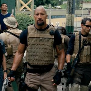 Elsa Pataky Dwayne Johnson and Yorgo Constantine in Fast 5