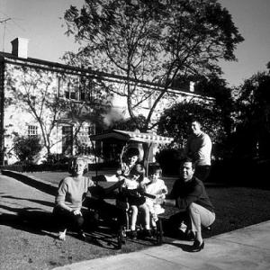 Jackie Cooper with his wife, Barbara, and children, Russell, Julie, Christina, and John Anthony, at home in Brentwood, CA, 1961.