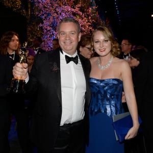 Neil Corbould, winner of Best Achievement in Visual Effects and Maria Pudlowska attend the Oscars Governors Ball at Hollywood & Highland Center on March 2, 2014 in Hollywood, California.