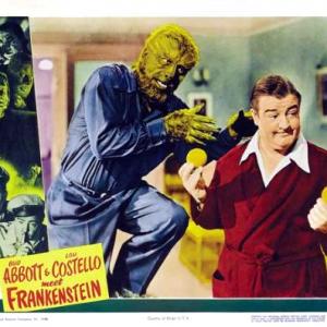 Lon Chaney Jr and Lou Costello in Bud Abbott Lou Costello Meet Frankenstein 1948