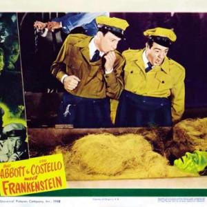 Bud Abbott Lou Costello and Glenn Strange in Bud Abbott Lou Costello Meet Frankenstein 1948