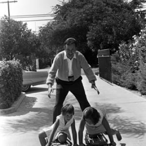 Bob Crane at home with his two daughters Deborah Ann and Karen Leslie