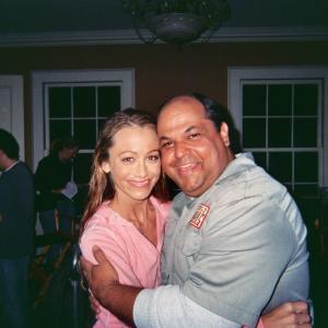 Christine Taylor and Frank Crim having fun on the set of the pilot for 52 Fights.