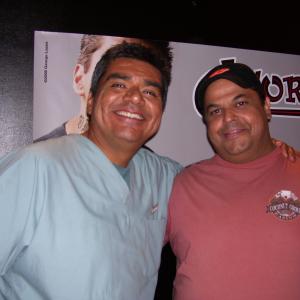 Frank Crim and George Lopez on the set of The George Lopez Show.