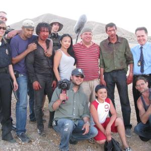 Paul Cross with cast  crew of ANGEL OF DEATH