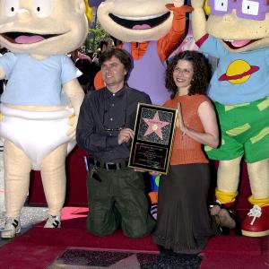 Gabor Csupo with Arlene Klasky with the Rugrats Star on the Hollywood Walk Of Fame Hollywwod Blvd