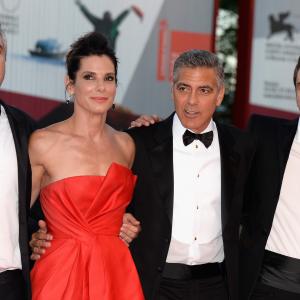 Sandra Bullock George Clooney Alfonso Cuarn and Jons Cuarn at event of Gravitacija 2013