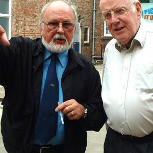 Director Mervyn Cumming rehearses a scene from 'Tanner' with actor Frank Williams.