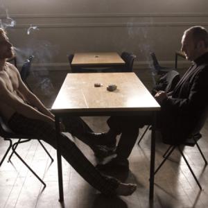 Still of Liam Cunningham and Michael Fassbender in Hunger (2008)