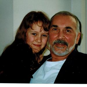 Frank Langella and Aria Noelle Curzon on the set of 