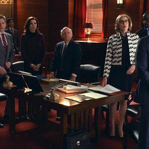 Still of Julianna Margulies Josh Charles Wallace Shawn Christine Baranski Matt Czuchry and Mike Colter in The Good Wife 2009