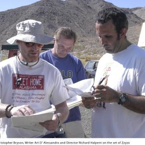 Christopher Bryson, AD, Art, and Director Richard Halpern, out on Zzyzx Rd. in the Mojave.