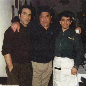 From left to right actors Richard D'Alessandro , Vinnie Pastore (Big Pussy) and friend John Alverez at Richard's Italian restaurant Anna's in NYCs, Hells Kitchen.