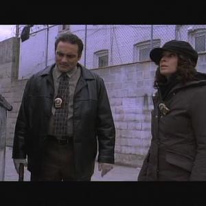 From left to Right Richard D'Alessandro as Detictive Hirschon and Annabella Sciorra as Detictive Barekin Law and Order (CI).