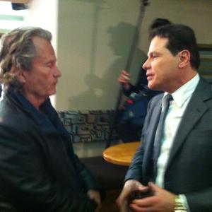 John Savage and Frank D'Angelo on the set of Real Gangsters.