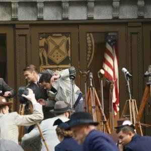 Still of James DArcy Chad Michael Murray and Dominic Cooper in Agent Carter 2015