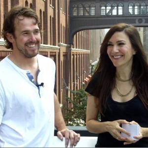 Pitcher Sam LeCure and Nadia Dajani in an episode of Caught Off Base with Nadia.