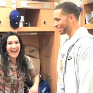 Nadia Dajani and James Loney in an episode of Caught Off Base with Nadia.