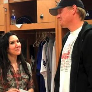 Nadia Dajani and pitcher Jeff Weaver in an episode of Caught Off Base with Nadia.
