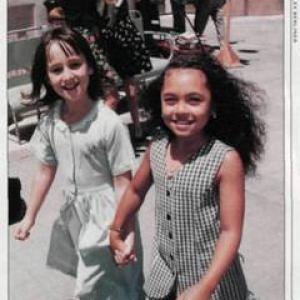 Mara Wilson and Kiami Davael at premier of the movie Matilda Published in People Magazine on August 12 1996
