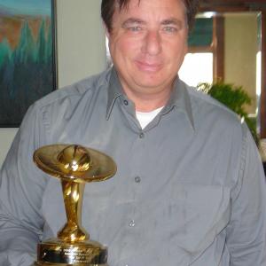 Nothing like winning the Saturn Award for Best DVD THE SCIFI BOYS 2006 to cheer up an independent filmmaker Paul Davids holding the award he won with his wife Hollace Davids for their DVD released by Universal Studios Home Entertainment