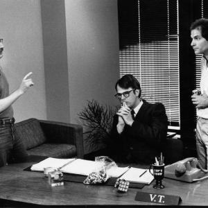 John Davies, Dan Aykroyd & John Kapelos on set of V.T. The Video Tape