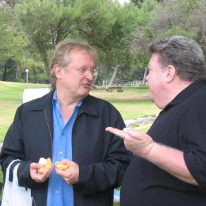 John Davies and George Wendt on the set of Guy Walks Into a Bar