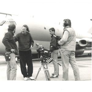 John Davies directing THE FIRST JETLINER in Scotland for PBS