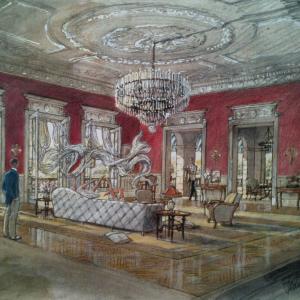 Set design concept rendering by John F Davis for director Baz Luhrmann for The Great Gatsby