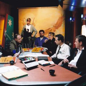 On set with cast and crew in the 1998 feature film 
