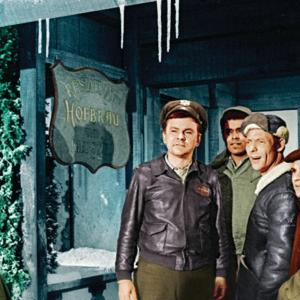 Still of Robert Clary Bob Crane Richard Dawson Larry Hovis and Kenneth Washington in Hogans Heroes 1965