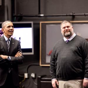 President Obama and Dean DeBlois during the Presidents visit to Dreamworks Animation 112613