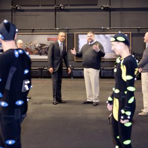 President Obama and Dean DeBlois during the Presidents visit to Dreamworks Animation 112613
