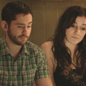 Martin Delaney and Sarah Solemani on set of comedy Him and Her