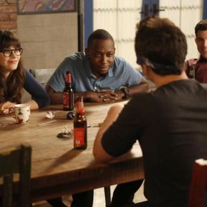 Still of Zooey Deschanel Max Greenfield and Lamorne Morris in New Girl 2011