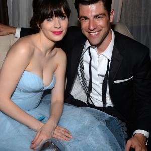 Zooey Deschanel and Max Greenfield at event of The 64th Primetime Emmy Awards (2012)
