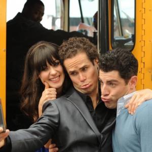 Still of Zooey Deschanel Max Greenfield and David Neher in New Girl 2011