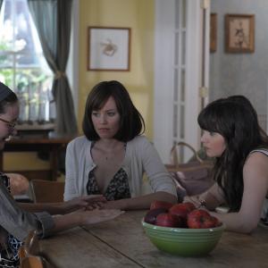 Still of Elizabeth Banks Zooey Deschanel and Emily Mortimer in Our Idiot Brother 2011