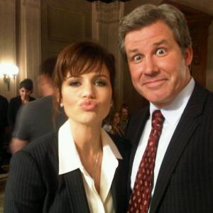 Carla Gugino and I hamming it up on set of Californication