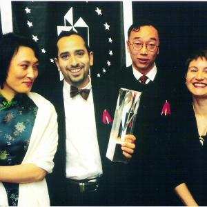 Di Chiera after winning the 1994 AFI Award for Best Mini Series for Under The Skin, episode The Long Ride. With him, Lt to Rt is actress Diana Lin, writer Tony Ayres and director Pip Karmel