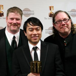 TV character animation winner Philip To with presenters John DiMaggio and Fred Tatasciore